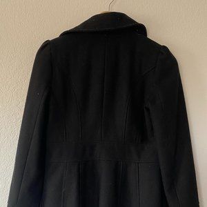 Guess Black Wool Blend Pea Coat Size Small